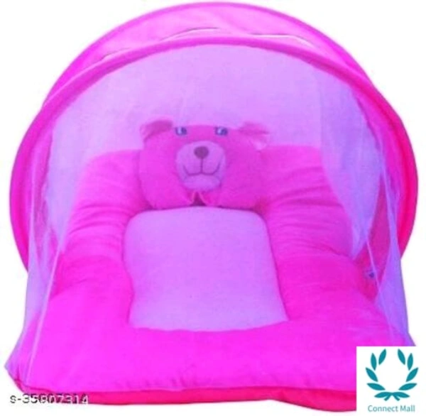 Classic Bassinet & Cradle Mattress Protection - Standard, Pink, Velvet ,Filling Mtarial: Polyster, Mosquito Net, Pack Of:1